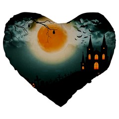 Halloween landscape Large 19  Premium Flano Heart Shape Cushions