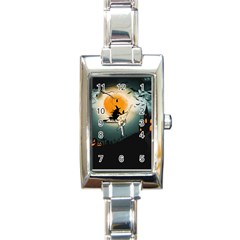 Halloween Landscape Rectangle Italian Charm Watch by ValentinaDesign