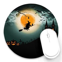 Halloween Landscape Round Mousepads by ValentinaDesign