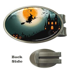 Halloween Landscape Money Clips (oval)  by ValentinaDesign