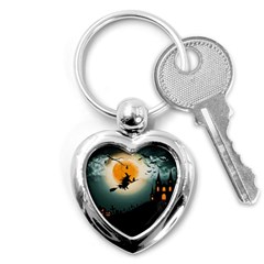 Halloween Landscape Key Chains (heart)  by ValentinaDesign