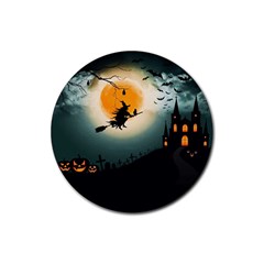 Halloween Landscape Rubber Coaster (round)  by ValentinaDesign