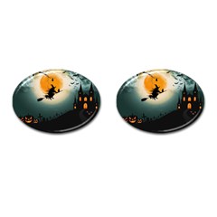 Halloween Landscape Cufflinks (oval) by ValentinaDesign