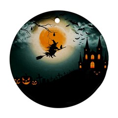 Halloween Landscape Round Ornament (two Sides) by ValentinaDesign