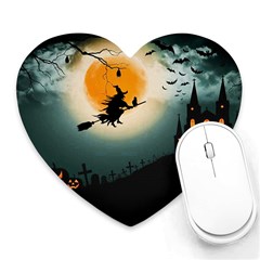 Halloween Landscape Heart Mousepads by ValentinaDesign