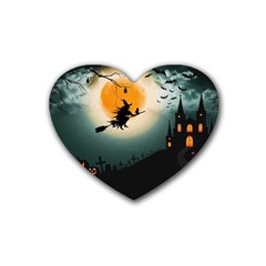 Halloween Landscape Heart Coaster (4 Pack)  by ValentinaDesign