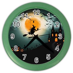 Halloween Landscape Color Wall Clocks by ValentinaDesign