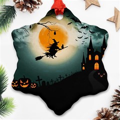 Halloween Landscape Snowflake Ornament (two Sides)