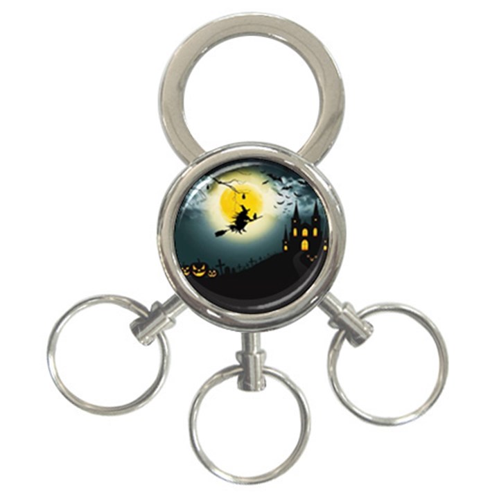 Halloween landscape 3-Ring Key Chains