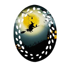 Halloween Landscape Oval Filigree Ornament (two Sides) by ValentinaDesign