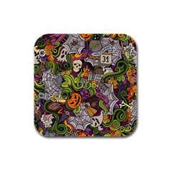 Halloween Pattern Rubber Square Coaster (4 Pack)  by ValentinaDesign