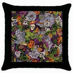 Halloween Pattern Throw Pillow Case (black) by ValentinaDesign