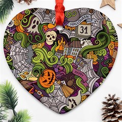 Halloween Pattern Heart Ornament (two Sides) by ValentinaDesign