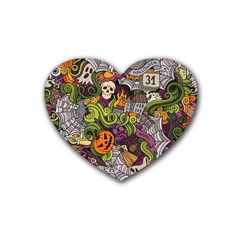 Halloween Pattern Heart Coaster (4 Pack)  by ValentinaDesign