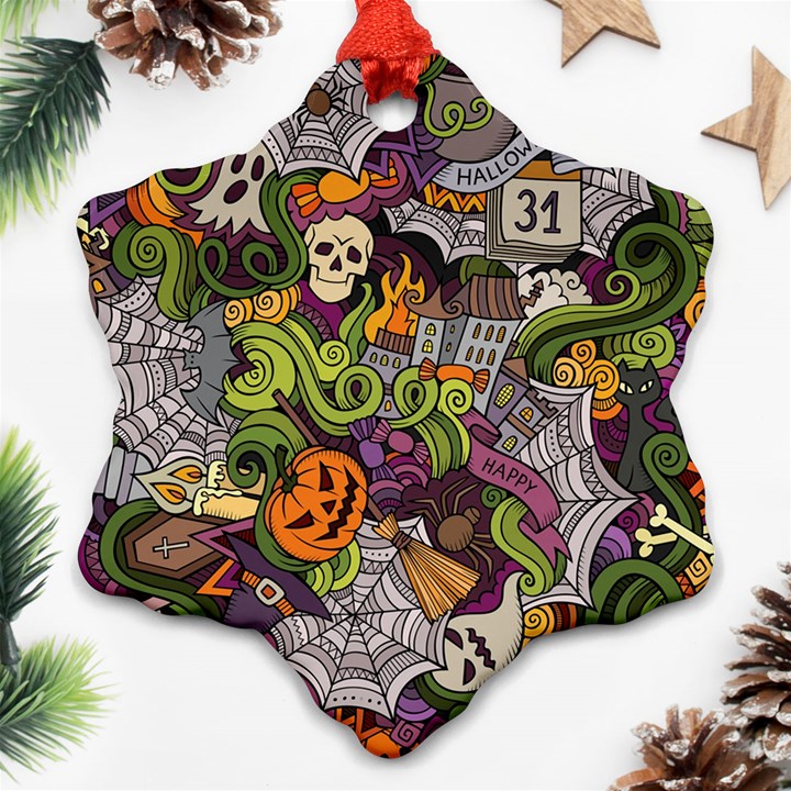 Halloween pattern Snowflake Ornament (Two Sides)