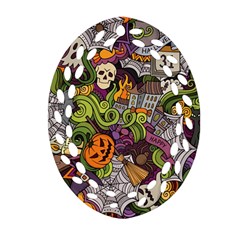 Halloween Pattern Oval Filigree Ornament (two Sides) by ValentinaDesign