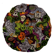 Halloween Pattern Large 18  Premium Round Cushions by ValentinaDesign