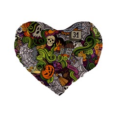 Halloween Pattern Standard 16  Premium Heart Shape Cushions by ValentinaDesign