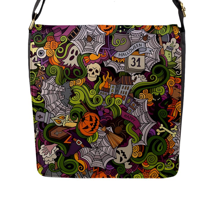 Halloween pattern Flap Messenger Bag (L) 