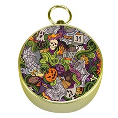 Halloween Pattern Gold Compasses by ValentinaDesign