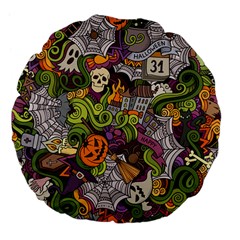 Halloween Pattern Large 18  Premium Flano Round Cushions by ValentinaDesign