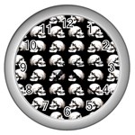 Halloween skull pattern Wall Clocks (Silver)  Front