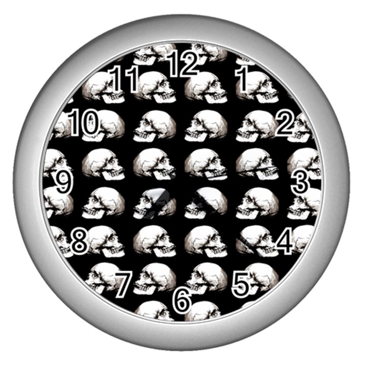 Halloween skull pattern Wall Clocks (Silver) 