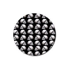 Halloween Skull Pattern Rubber Coaster (round)  by ValentinaDesign