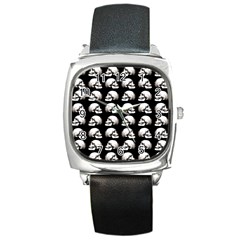 Halloween Skull Pattern Square Metal Watch by ValentinaDesign