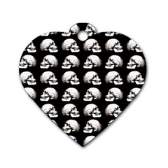 Halloween Skull Pattern Dog Tag Heart (one Side) by ValentinaDesign