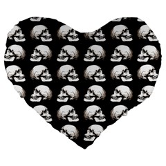 Halloween Skull Pattern Large 19  Premium Heart Shape Cushions by ValentinaDesign