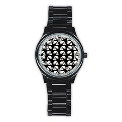 Halloween Skull Pattern Stainless Steel Round Watch by ValentinaDesign