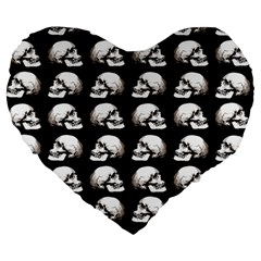 Halloween Skull Pattern Large 19  Premium Flano Heart Shape Cushions by ValentinaDesign