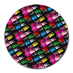 Pattern Colorfulcassettes Icreate Round Mousepads by iCreate