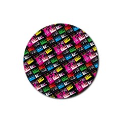 Pattern Colorfulcassettes Icreate Rubber Round Coaster (4 Pack)  by iCreate