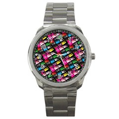 Pattern Colorfulcassettes Icreate Sport Metal Watch by iCreate