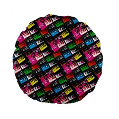 Pattern Colorfulcassettes Icreate Standard 15  Premium Flano Round Cushions by iCreate