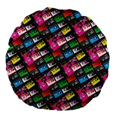 Pattern Colorfulcassettes Icreate Large 18  Premium Flano Round Cushions by iCreate