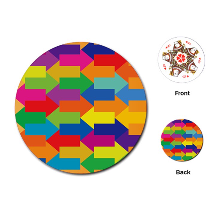 Arrow Rainbow Orange Blue Yellow Red Purple Green Playing Cards (Round) 