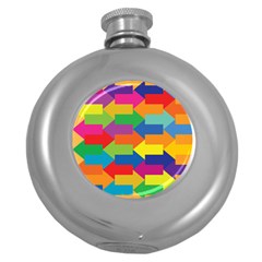 Arrow Rainbow Orange Blue Yellow Red Purple Green Round Hip Flask (5 Oz) by Mariart