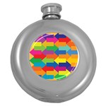 Arrow Rainbow Orange Blue Yellow Red Purple Green Round Hip Flask (5 oz) Front