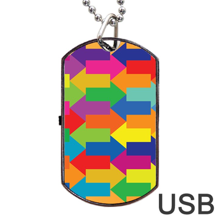 Arrow Rainbow Orange Blue Yellow Red Purple Green Dog Tag USB Flash (One Side)