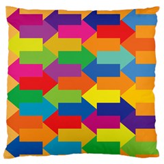 Arrow Rainbow Orange Blue Yellow Red Purple Green Large Flano Cushion Case (One Side)