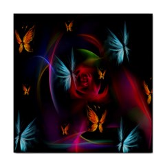 Beautiful Butterflies Rainbow Space Tile Coasters by Mariart