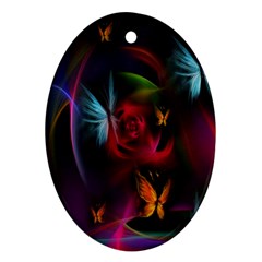 Beautiful Butterflies Rainbow Space Ornament (oval)