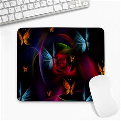 Beautiful Butterflies Rainbow Space Large Mousepads by Mariart