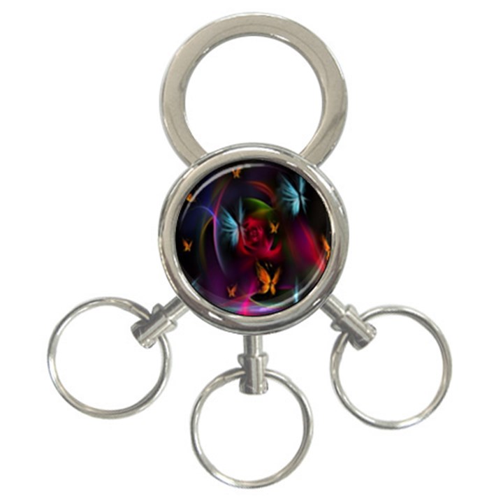 Beautiful Butterflies Rainbow Space 3-Ring Key Chains