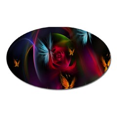 Beautiful Butterflies Rainbow Space Oval Magnet