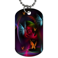 Beautiful Butterflies Rainbow Space Dog Tag (one Side)