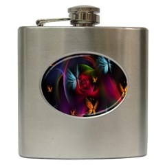 Beautiful Butterflies Rainbow Space Hip Flask (6 Oz)